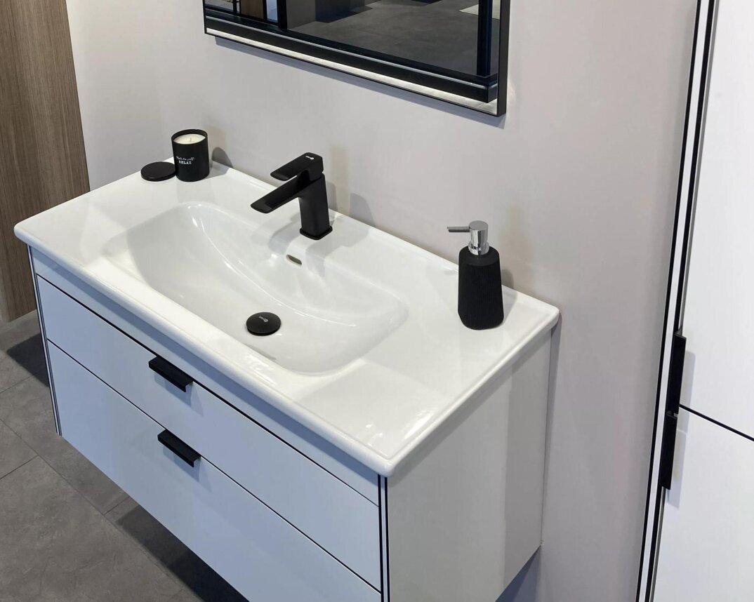 Orka Trio 100 cm Beyaz Çekmeceli Banyo Dolabı Alt Modül ve Lavabo - 5
