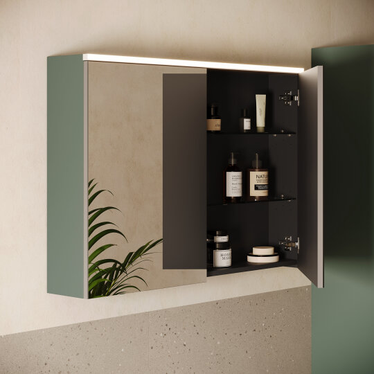 VitrA Core Dolaplı Üstten Aydınlatmalı Ayna, 100 cm, Mat Yeşil, 80517 - 6