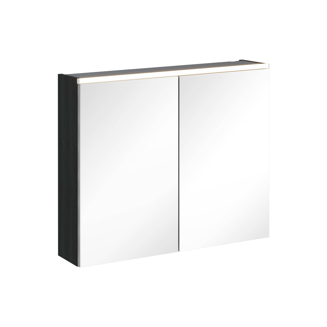 VitrA Core Dolaplı Üstten Aydınlatmalı Ayna, 80 cm, Hareli Siyah Meşe, 67620 - 1