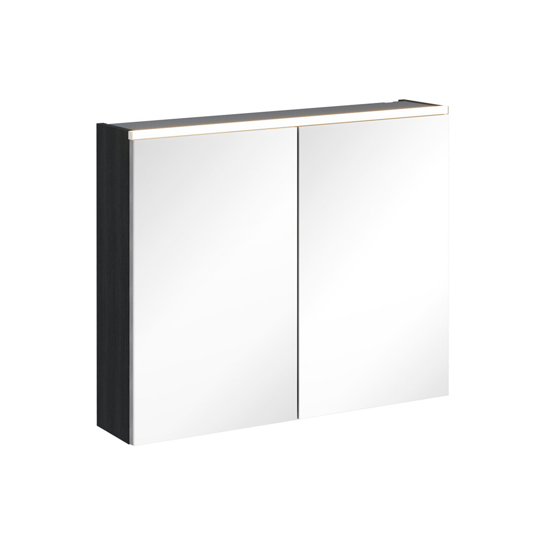VitrA Core Dolaplı Üstten Aydınlatmalı Ayna, 80 cm, Hareli Siyah Meşe, 67620 - 2