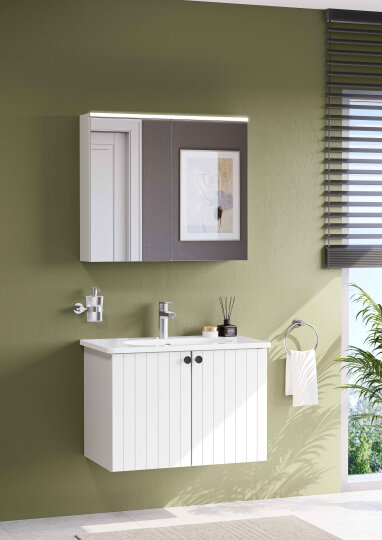 VitrA Core Dolaplı Üstten Aydınlatmalı Ayna, 80 cm, Mat Beyaz,67610 - 2
