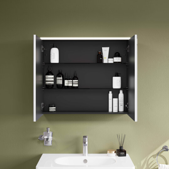 VitrA Core Dolaplı Üstten Aydınlatmalı Ayna, 80 cm, Mat Beyaz,67610 - 3