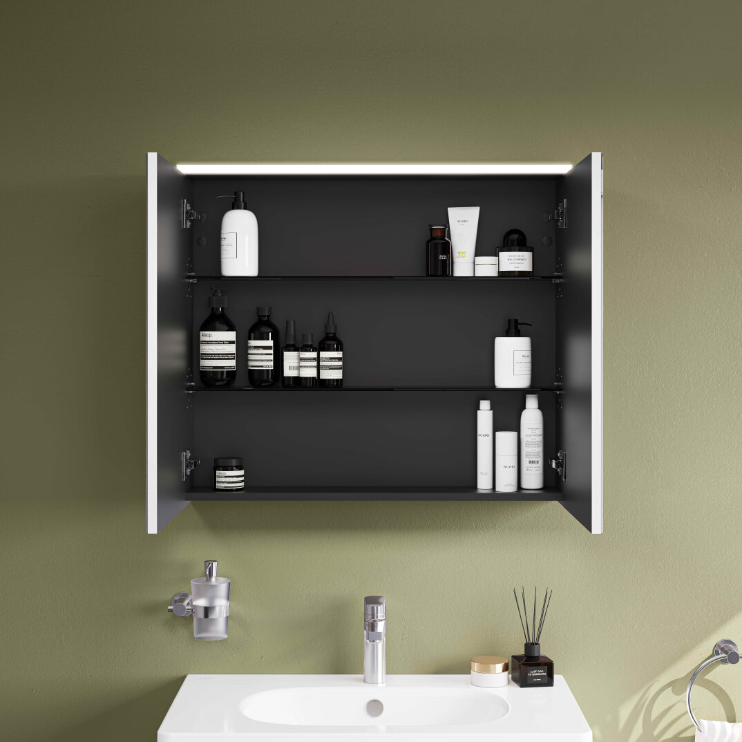VitrA Core Dolaplı Üstten Aydınlatmalı Ayna, 80 cm, Mat Beyaz,67610 - 3