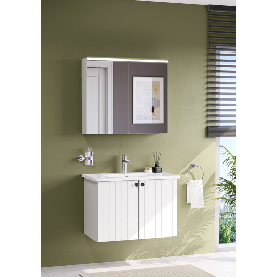 VitrA Core Dolaplı Üstten Aydınlatmalı Ayna, 80 cm, Mat Beyaz,67610 - 5