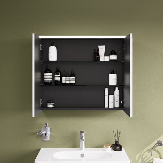 VitrA Core Dolaplı Üstten Aydınlatmalı Ayna, 80 cm, Mat Beyaz,67610 - 6