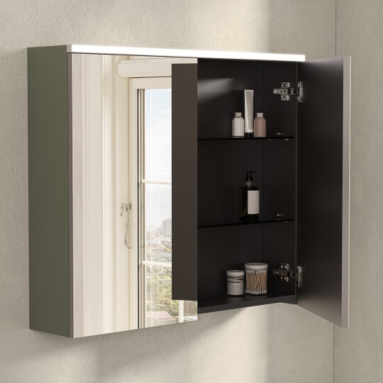 VitrA Core Dolaplı Üstten Aydınlatmalı Ayna, 80 cm, Mat Yeşil, 80514 - 4