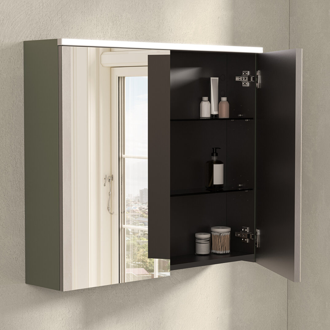 VitrA Core Dolaplı Üstten Aydınlatmalı Ayna, 80 cm, Mat Yeşil, 80514 - 4