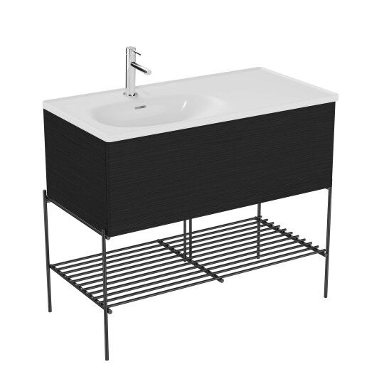VitrA Equal Çekmeceli Lavabo Dolabı Asimetrik Lavabolu, 100 cm, Hareli Siyah Meşe,66522