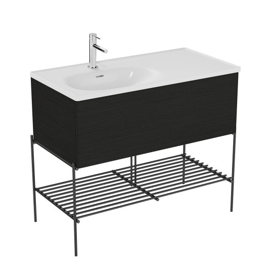 VitrA Equal Çekmeceli Lavabo Dolabı Asimetrik Lavabolu, 100 cm, Hareli Siyah Meşe,66522 - 2
