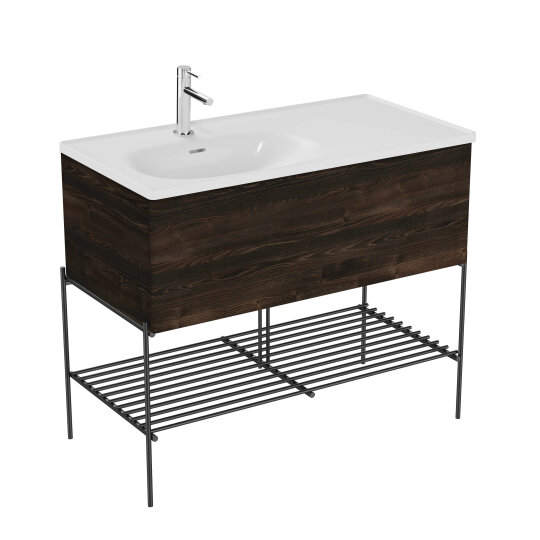 VitrA Equal Çekmeceli Lavabo Dolabı Asimetrik Lavabolu, 100 cm, Karaağaç - 81095,81095