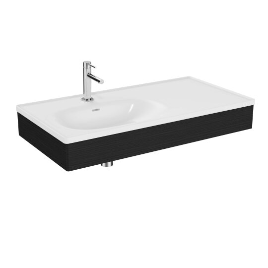 VitrA Equal Lavabo Ünitesi Asimetrik Lavabolu, 100 cm, Hareli Siyah Meşe,64085
