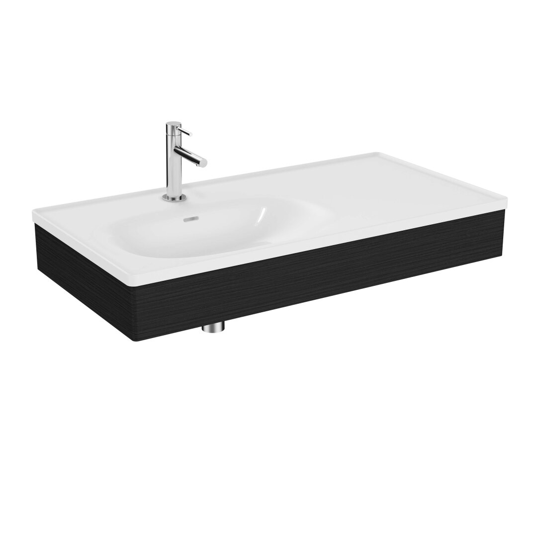 VitrA Equal Lavabo Ünitesi Asimetrik Lavabolu, 100 cm, Hareli Siyah Meşe,64085 - 1