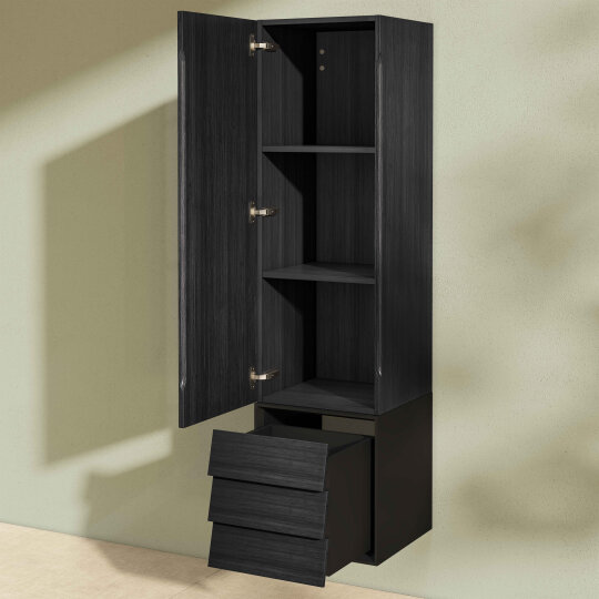 VitrA Frame Çekmeceli Boy Dolabı, Hareli Siyah Meşe-Mat Siyah, Sol,61258 - 3
