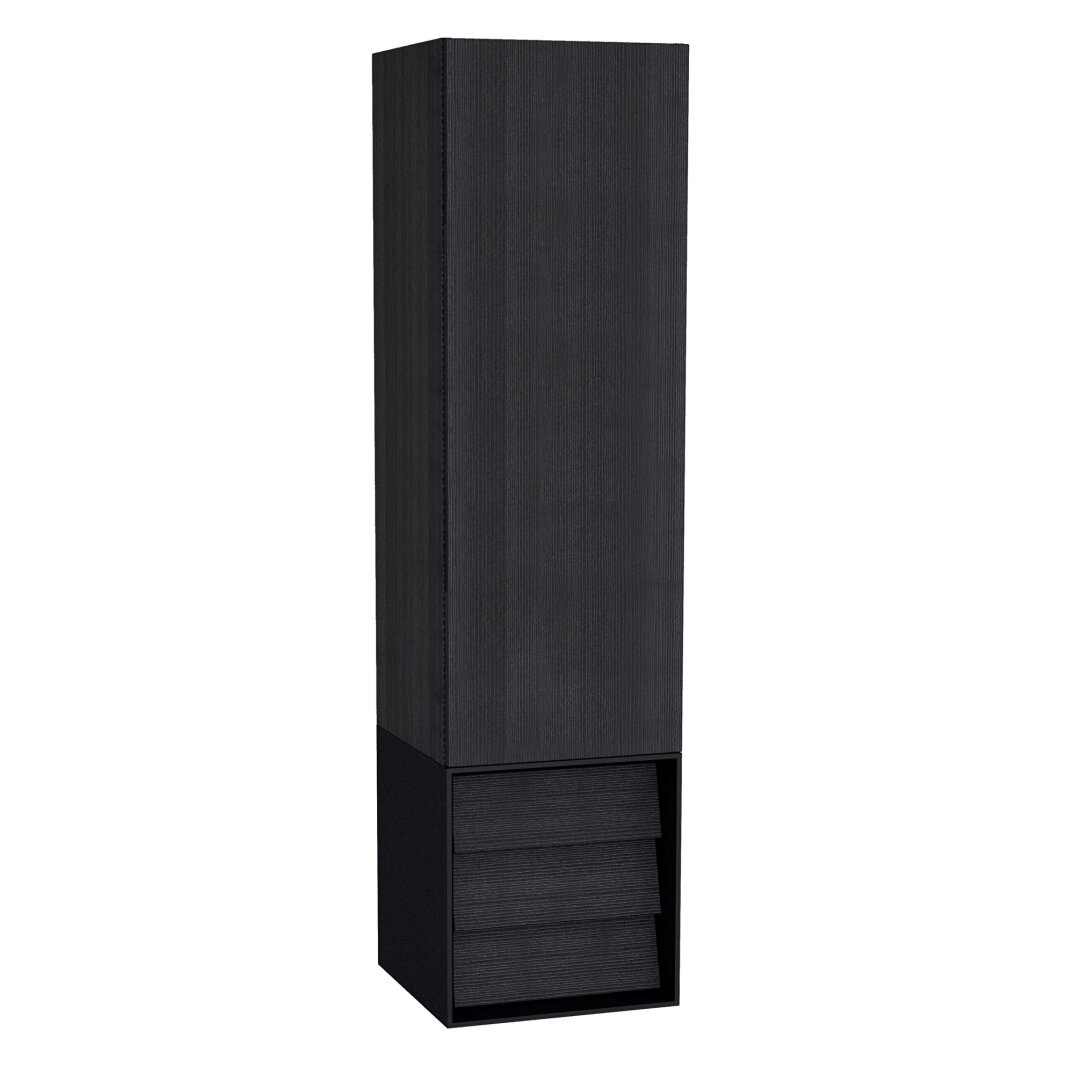 VitrA Frame Çekmeceli Boy Dolabı, Hareli Siyah Meşe-Mat Siyah, Sol,61258 - 6