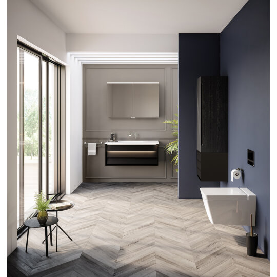 VitrA Frame Çekmeceli Boy Dolabı, Hareli Siyah Meşe-Mat Siyah, Sol,61258 - 7