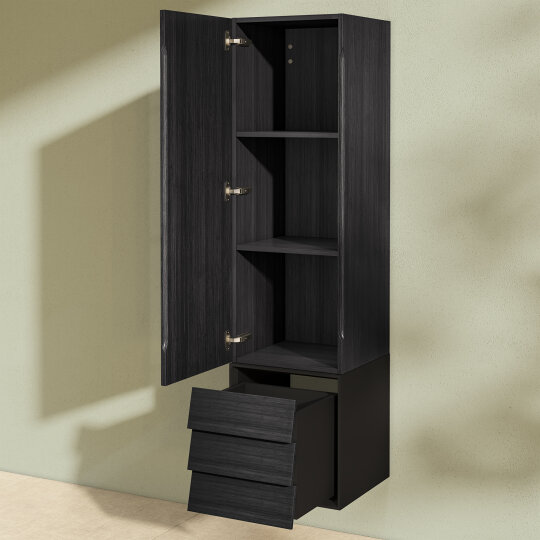 VitrA Frame Çekmeceli Boy Dolabı, Hareli Siyah Meşe-Mat Siyah, Sol,61258 - 8