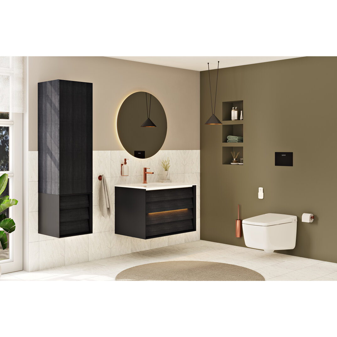 VitrA Frame Çekmeceli Boy Dolabı, Hareli Siyah Meşe-Mat Siyah, Sol,61258 - 10