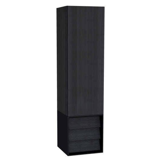 VitrA Frame Çekmeceli Boy Dolabı, Hareli Siyah Meşe-Mat Siyah, Sol,61258