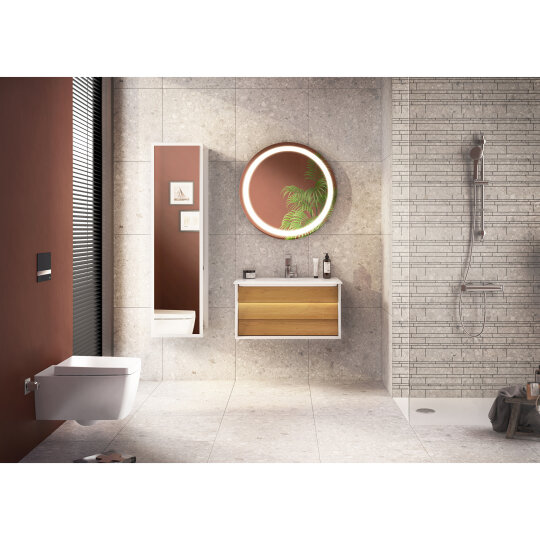 VitrA Frame Lavabo Dolabı, 80 cm, Lavabolu, Mat Beyaz-Dore Meşe (5708 Beyaz Lavabo Dahil),61220 - 10