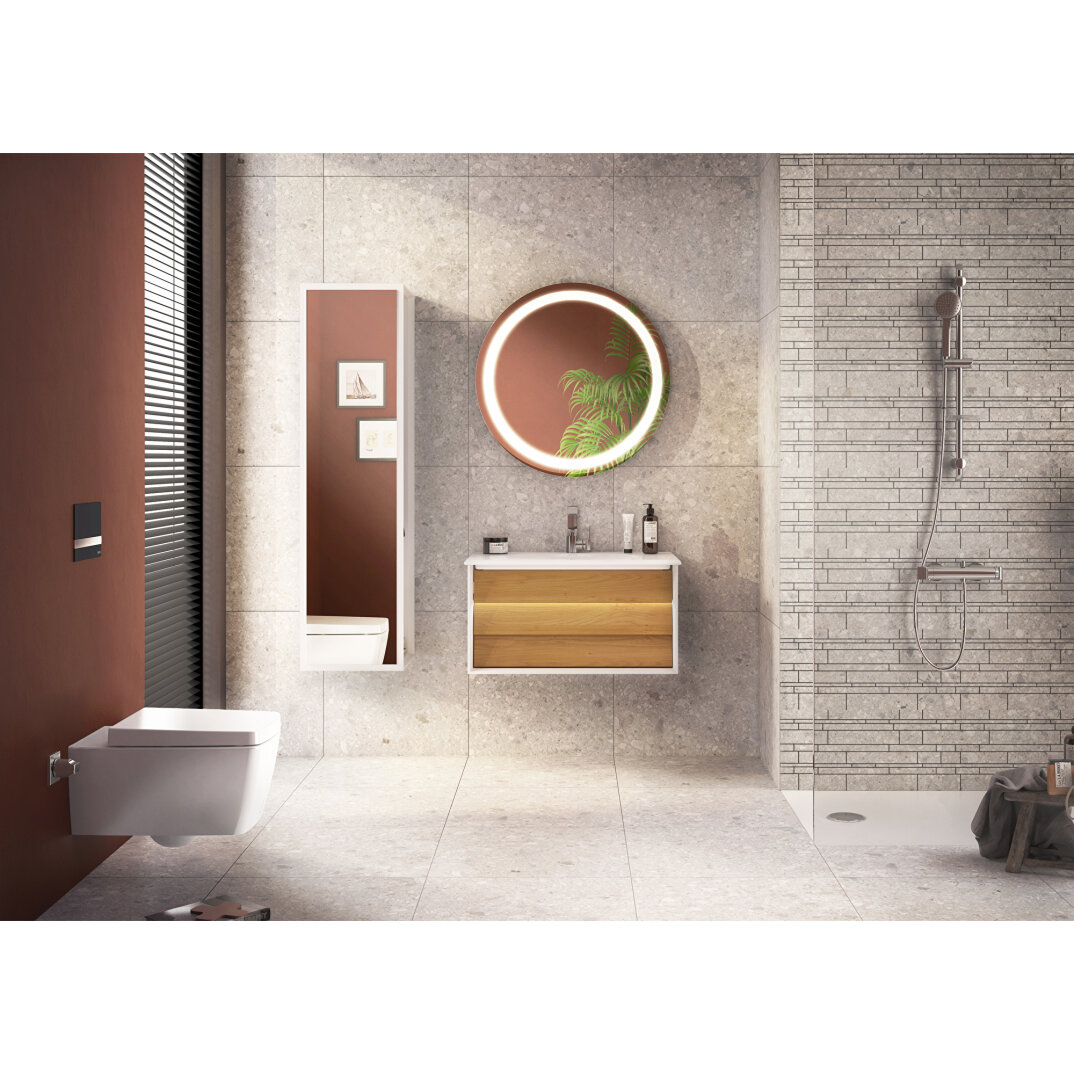 VitrA Frame Lavabo Dolabı, 80 cm, Lavabolu, Mat Beyaz-Dore Meşe (5708 Beyaz Lavabo Dahil),61220 - 10