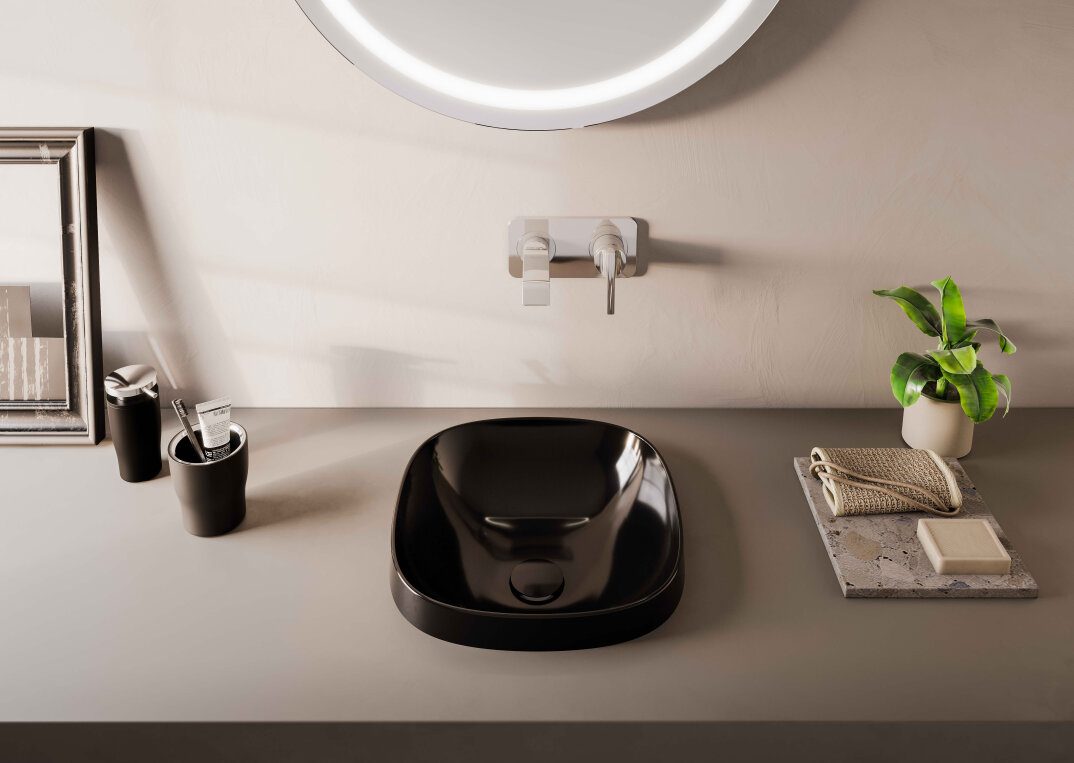 VitrA Frame Tezgah Üstü Kare Lavabo, 42 cm, Mat Siyah,5654B483-0016 - 2