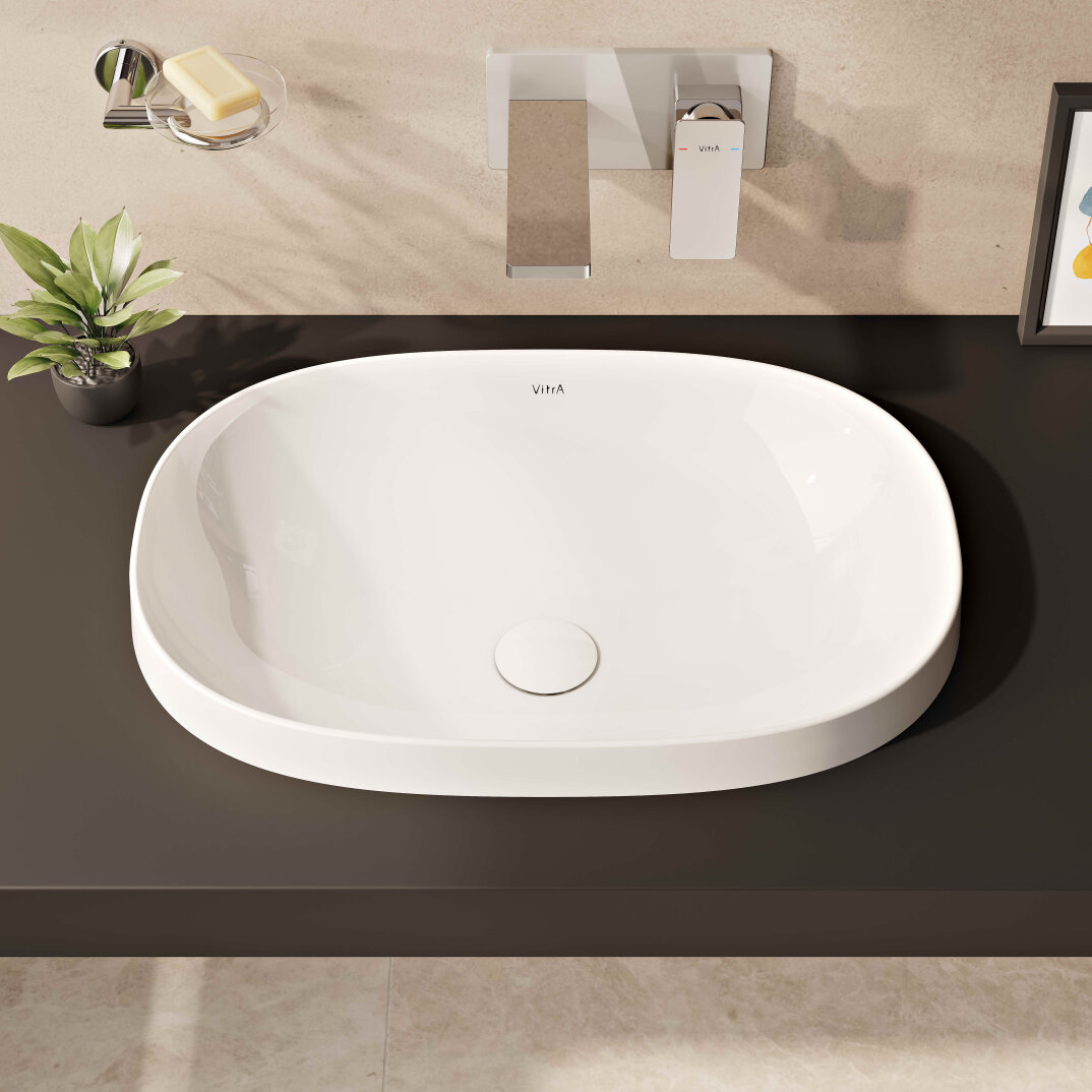 VitrA Frame Tezgah Üstü Oval Lavabo, 56 cm, Mat Beyaz, 5652B401-0016 - 2