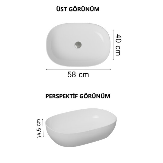 VitrA Geo Dikdörtgen Çanak Lavabo, 60 cm, Mat Bej, 7425B020-0016 - 3