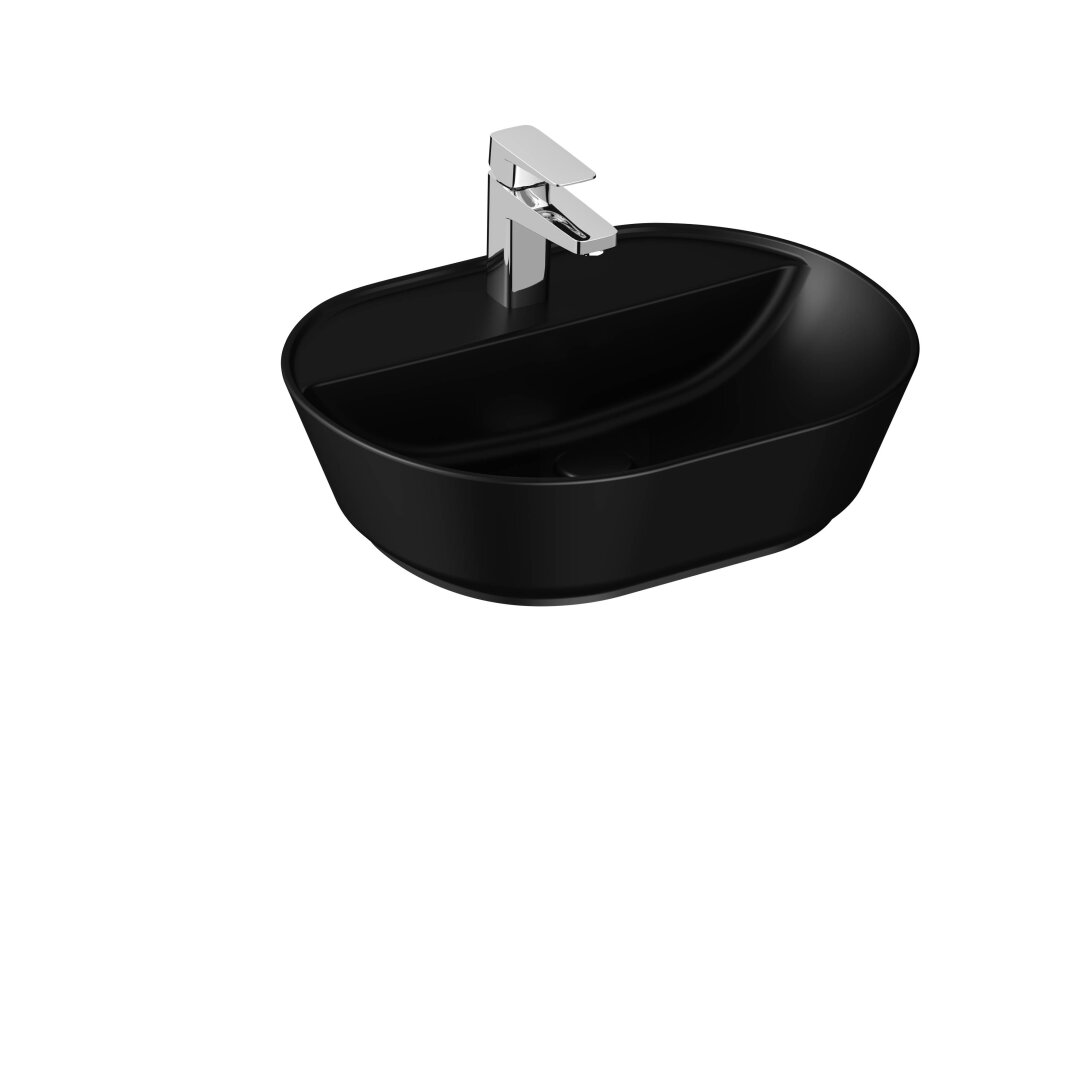 VitrA Geo Oval Çanak Lavabo, 55 cm, Mat Siyah,7428B083-0041 - 1