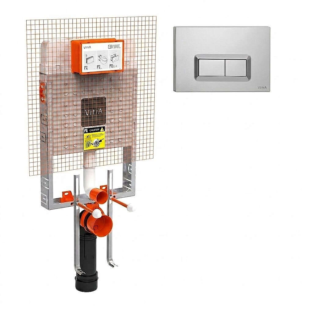 VitrA Gömme Rezervuar Seti (Gömme Rezervuar + Parlak Krom Panel), 800-2005 - 1
