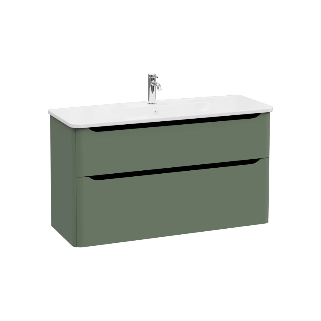 VitrA Integra Round Çift Çekmeceli Lavabo Dolabı, Ayaksız, 120 cm, Mat Yeşil, 70001 - 1