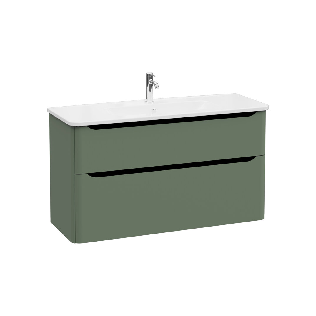VitrA Integra Round Çift Çekmeceli Lavabo Dolabı, Ayaksız, 120 cm, Mat Yeşil, 70001 - 2