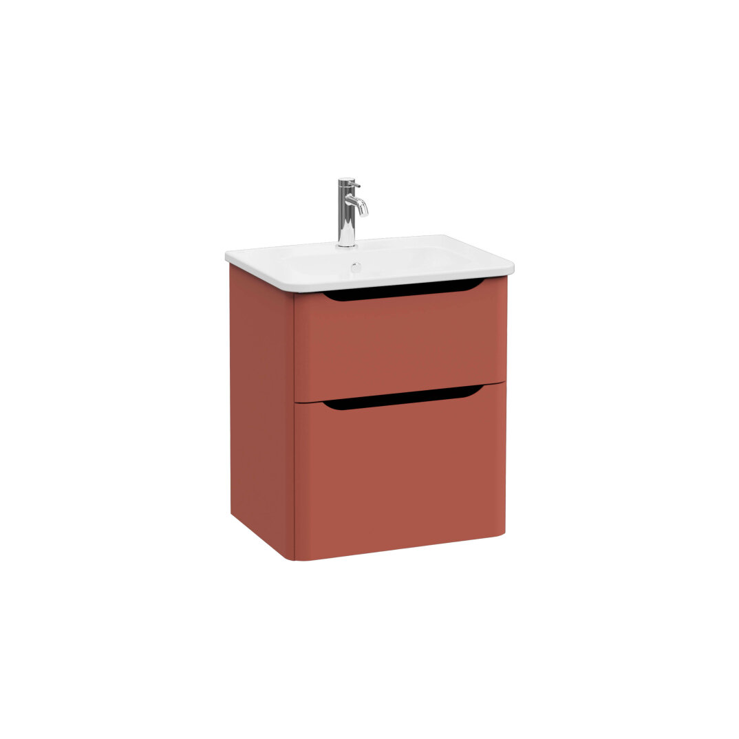 VitrA Integra Round Çift Çekmeceli Lavabo Dolabı, Ayaksız, 60 cm, Mat Kırmızı, 69973 - 1