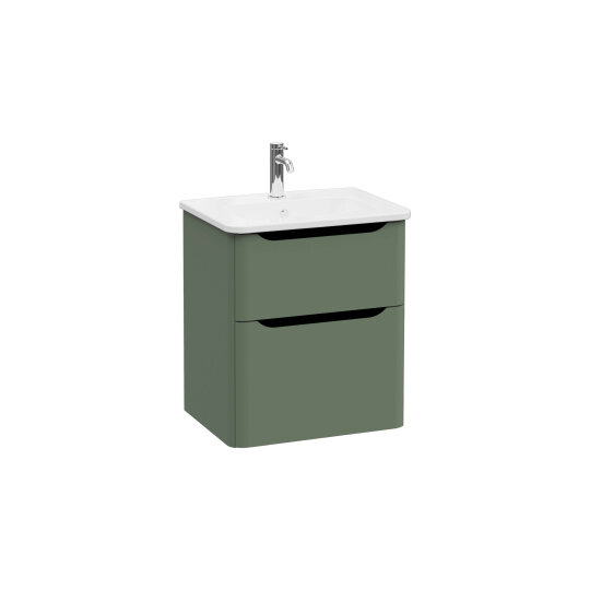 VitrA Integra Round Çift Çekmeceli Lavabo Dolabı, Ayaksız, 60 cm, Mat Yeşil, 69974