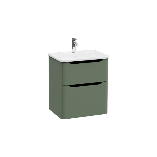 VitrA Integra Round Çift Çekmeceli Lavabo Dolabı, Ayaksız, 60 cm, Mat Yeşil, 69974 - 2