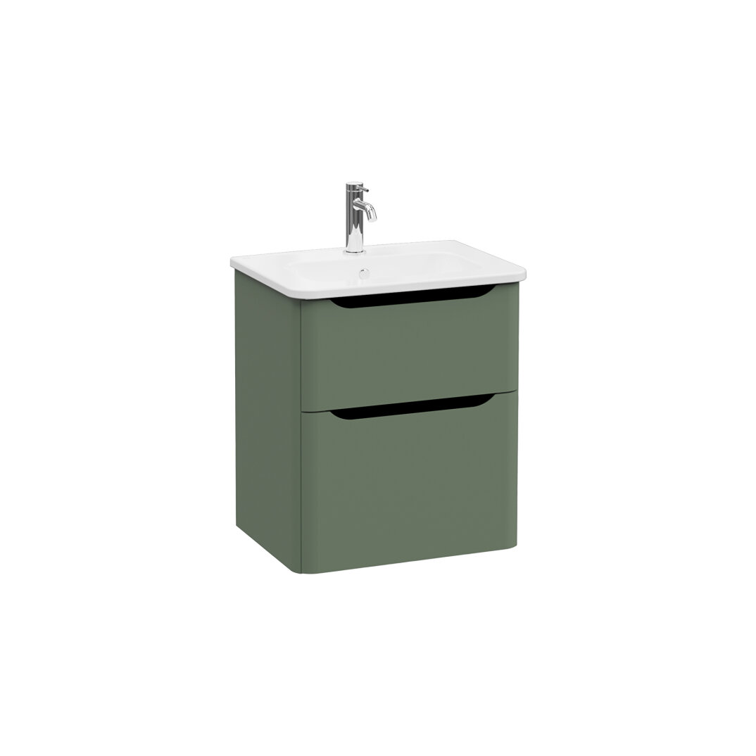 VitrA Integra Round Çift Çekmeceli Lavabo Dolabı, Ayaksız, 60 cm, Mat Yeşil, 69974 - 2