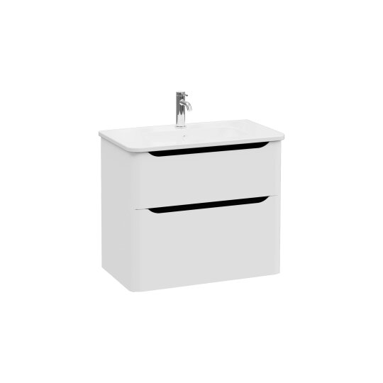 VitrA Integra Round Çift Çekmeceli Lavabo Dolabı, Ayaksız, 80 cm, Mat Açık Gri, 69984