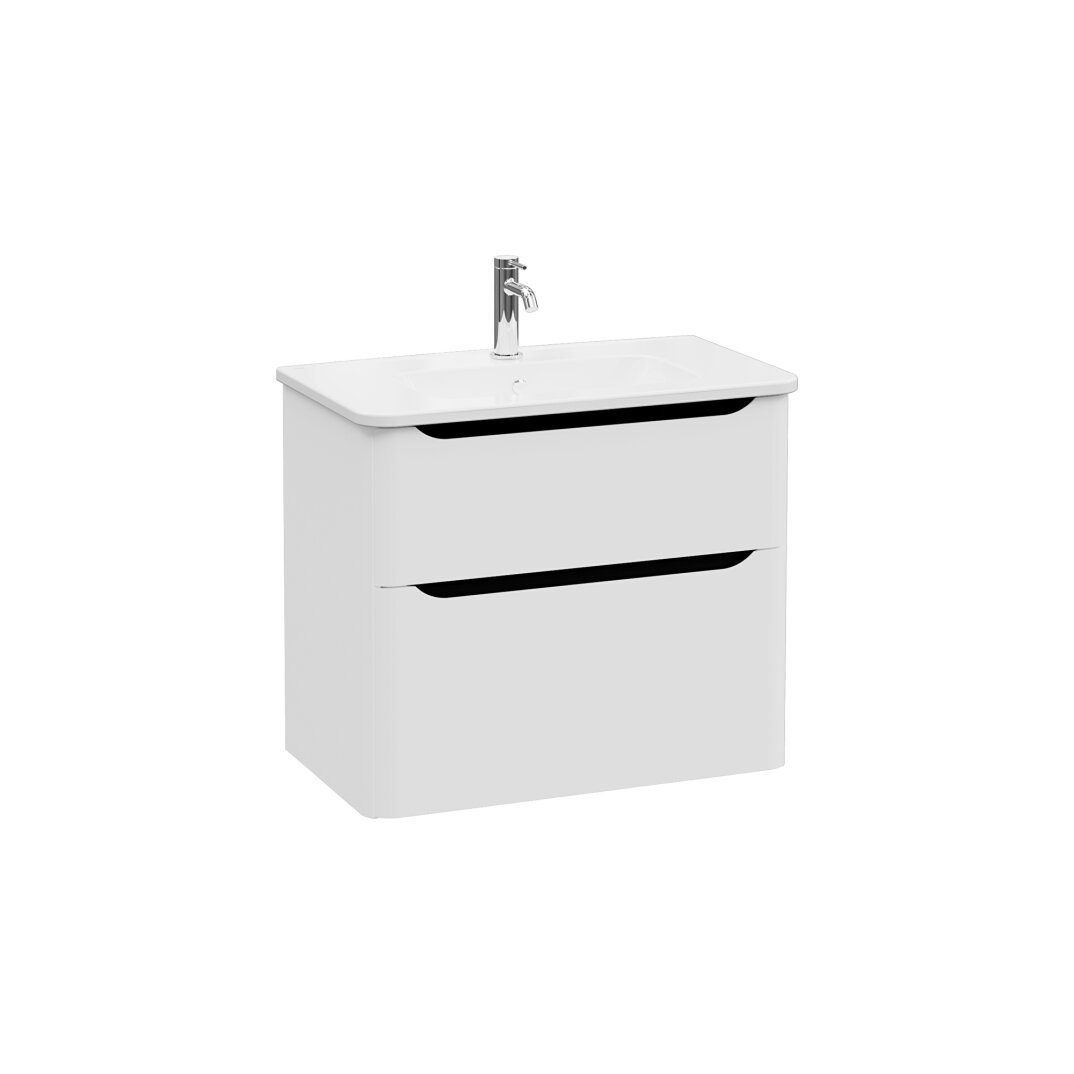 VitrA Integra Round Çift Çekmeceli Lavabo Dolabı, Ayaksız, 80 cm, Mat Açık Gri, 69984 - 2