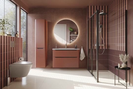 VitrA Integra Round Çift Kapaklı Boy Dolabı, Mat Kırmızı (Sol), 70072 - 2