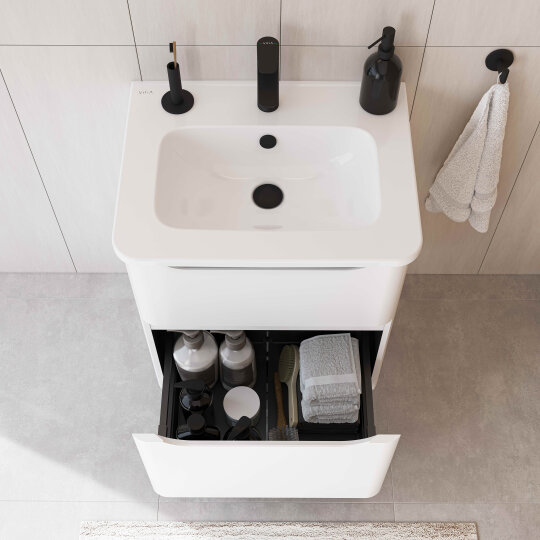 VitrA Integra Round Çift Kapaklı Boy Dolabı, Parlak Beyaz (Sol),70068 - 3