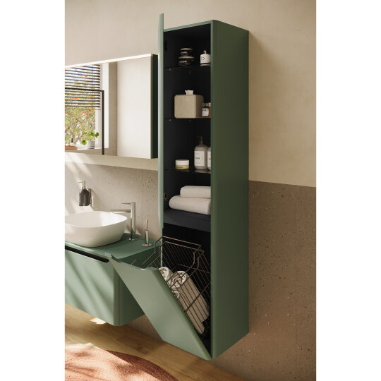 VitrA Integra Round Çift Kapaklı Çamaşır Sepetli Boy Dolabı, Mat Yeşil (Sol), 70082 - 8