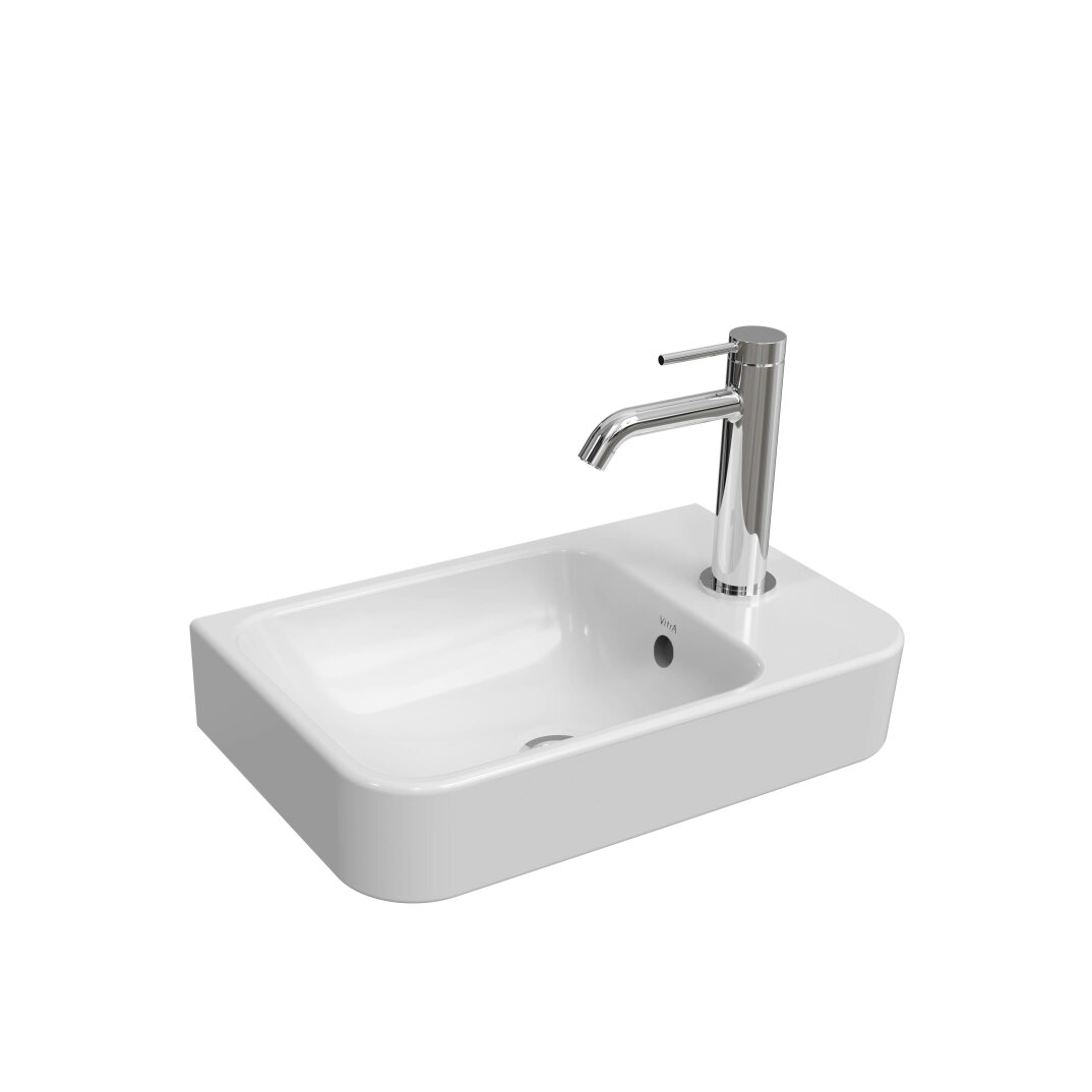 VitrA Integra Round Sağdan Armatür Delikli Kompakt Lavabo, 45x28 cm - 7898L003-0029,7898L003-0029 - 1