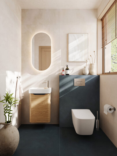 VitrA Integra Round Sağdan Armatür Delikli Kompakt Lavabo, 45x28 cm - 7898L003-0029,7898L003-0029 - 2