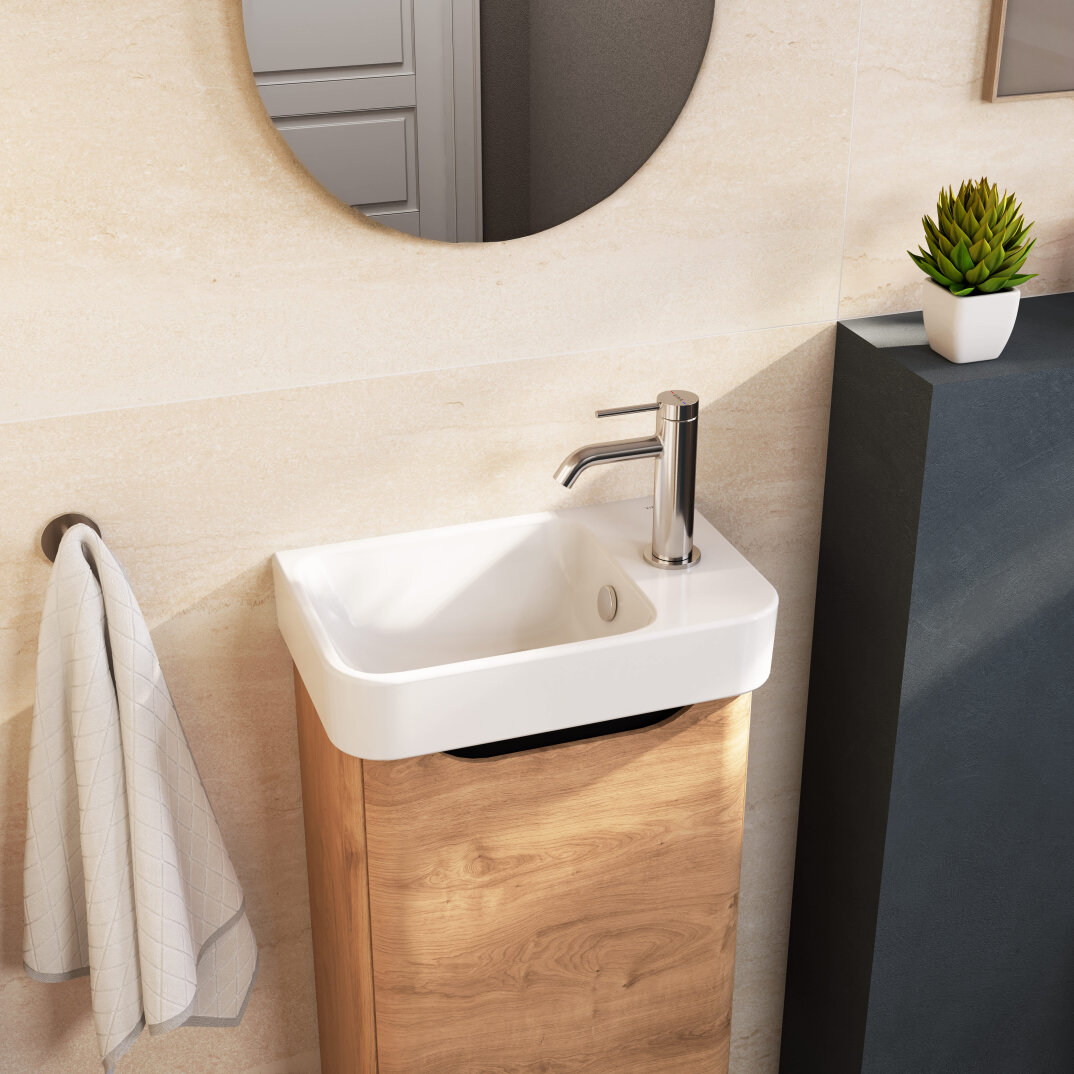 VitrA Integra Round Sağdan Armatür Delikli Kompakt Lavabo, 45x28 cm - 7898L003-0029,7898L003-0029 - 4