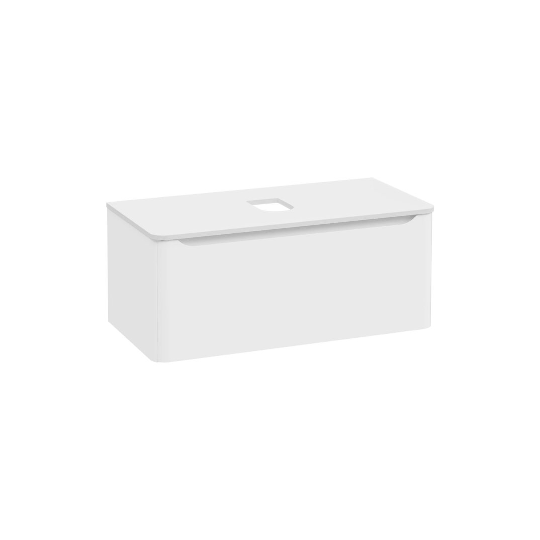 VitrA Integra Round Tek Çekmeceli Çanak Lavabo Uyumlu Lavabo Dolabı, Mat Beyaz, 100 cm (Çanak Lavabo Hariç-Armatür Deliksiz),70051 - 2