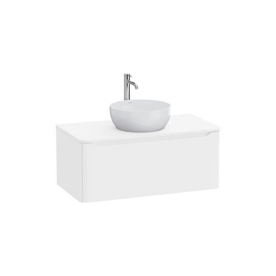 VitrA Integra Round Tek Çekmeceli Çanak Lavabo Uyumlu Lavabo Dolabı, Mat Beyaz, 100 cm (Çanak Lavabo Hariç-Armatür Deliksiz),70051 - 3