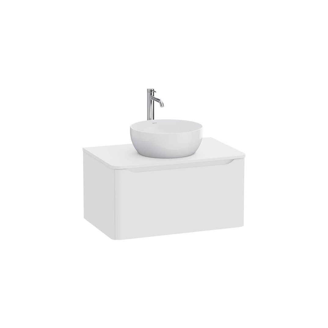VitrA Integra Round Tek Çekmeceli Çanak Lavabo Uyumlu Lavabo Dolabı, Mat Beyaz, 80 cm (Çanak Lavabo Hariç-Armatür Deliksiz),70042 - 1