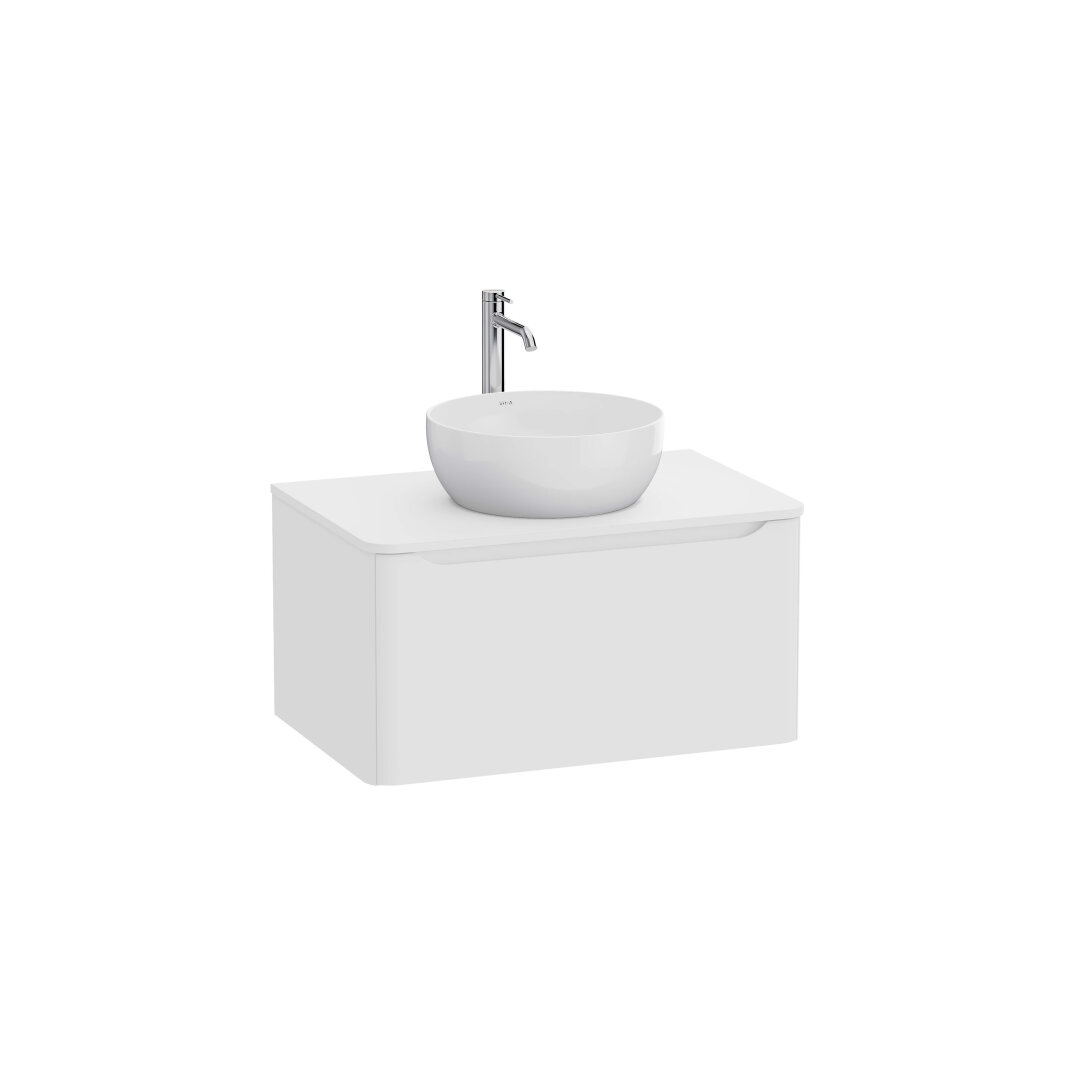 VitrA Integra Round Tek Çekmeceli Çanak Lavabo Uyumlu Lavabo Dolabı, Mat Beyaz, 80 cm (Çanak Lavabo Hariç-Armatür Deliksiz),70042 - 3