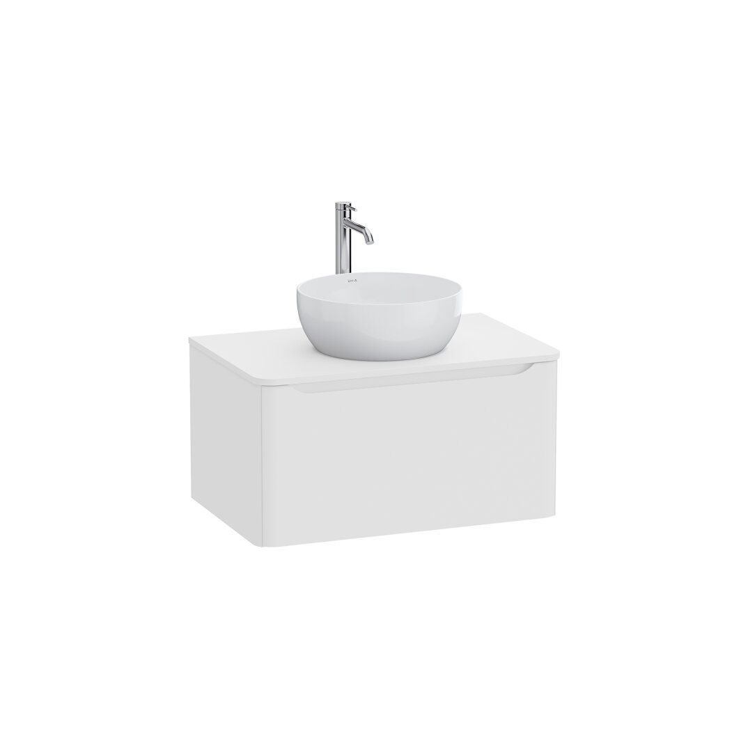VitrA Integra Round Tek Çekmeceli Çanak Lavabo Uyumlu Lavabo Dolabı, Mat Beyaz, 80 cm (Çanak Lavabo Hariç-Armatür Deliksiz),70042 - 6