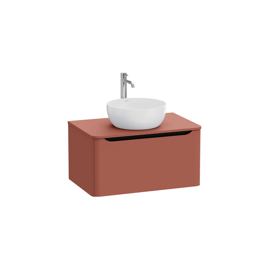 VitrA Integra Round Tek Çekmeceli Çanak Lavabo Uyumlu Lavabo Dolabı, Mat Kırmızı, 80 cm (Çanak Lavabo Hariç-Armatür Deliksiz), 70045 - 1