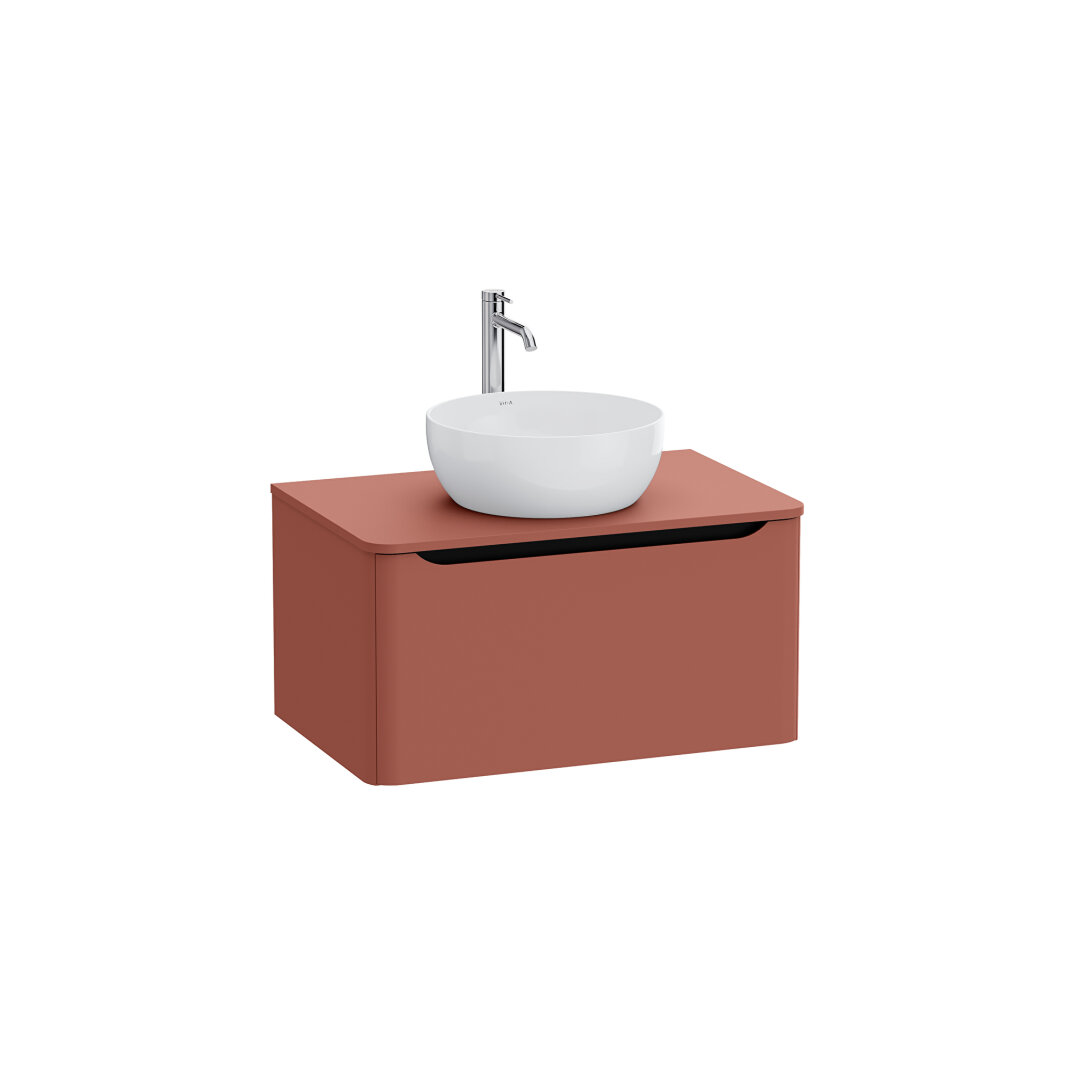 VitrA Integra Round Tek Çekmeceli Çanak Lavabo Uyumlu Lavabo Dolabı, Mat Kırmızı, 80 cm (Çanak Lavabo Hariç-Armatür Deliksiz), 70045 - 3
